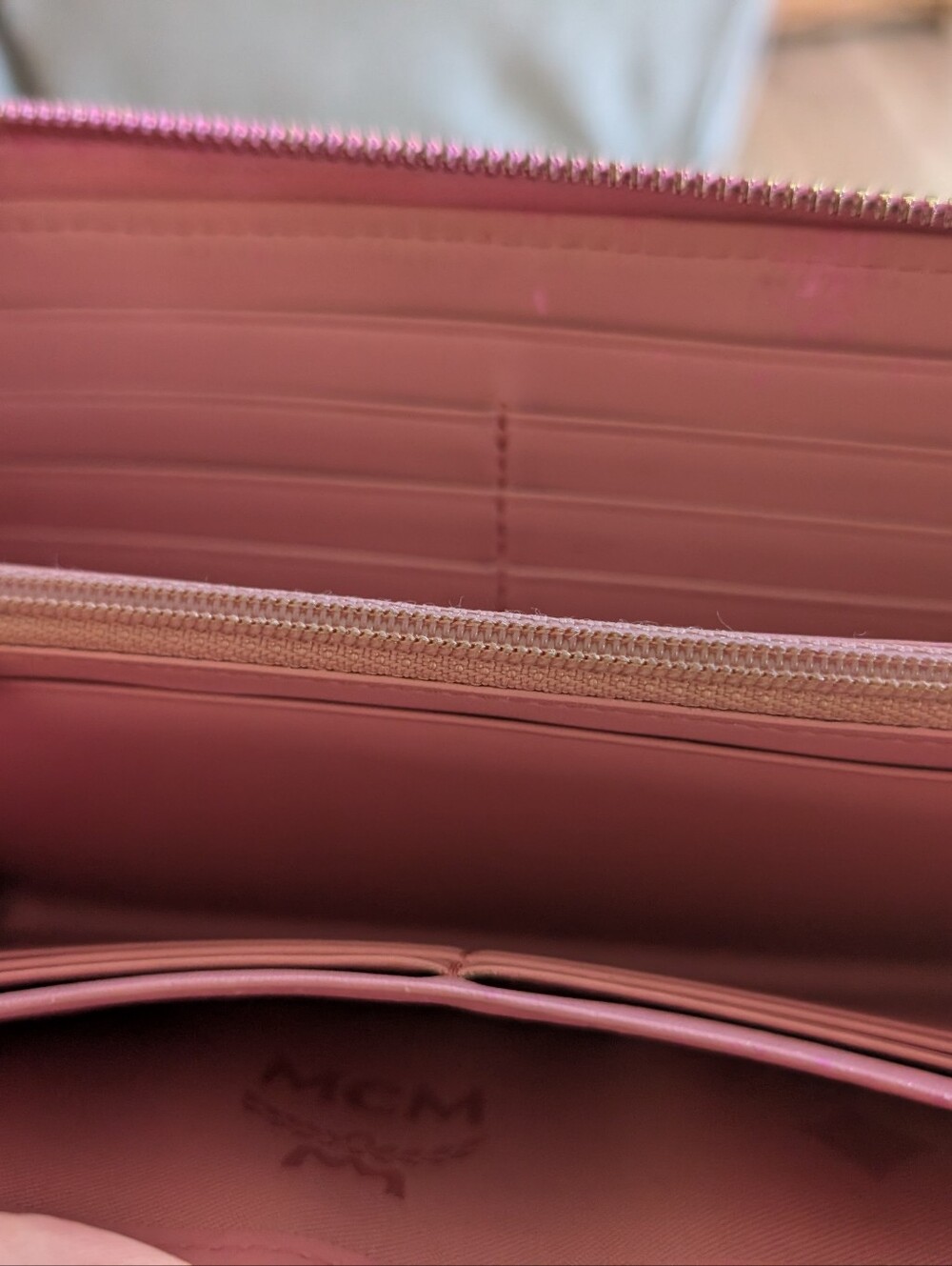 MCM Pink and Tan Zip-Around Wallet with Gold Accents! - Picture 6 of 8